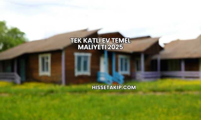 Tek Katlı Ev Temel Maliyeti 2025